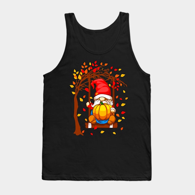 Gnome Fall Autumn Pumpkin Tank Top by Rengaw Designs